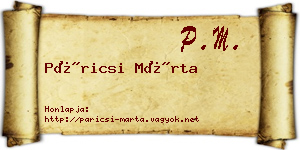 Páricsi Márta névjegykártya