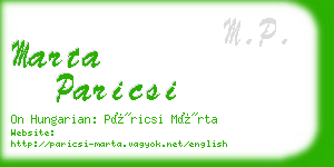 marta paricsi business card